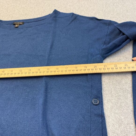 Talbots Sweater Womens Medium Wool Blend Blue Pull Over Button Sides Ribbed Hem - Picture 6 of 7